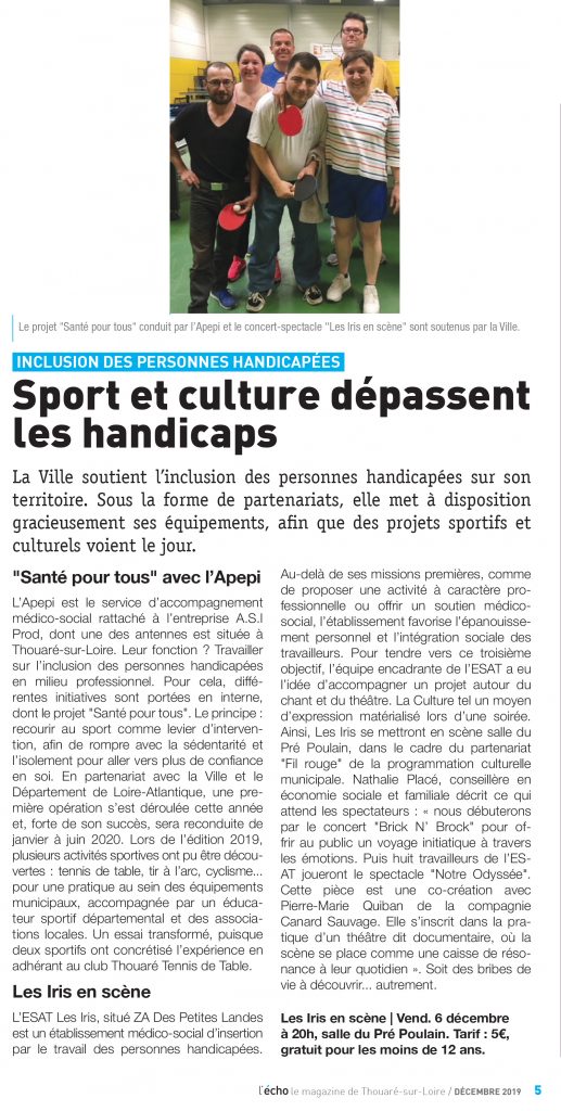 Article l'écho Thouaréen 2019-11